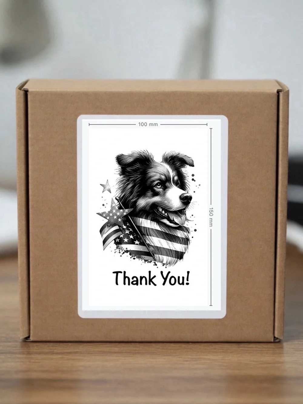 Patriotic Border Collie Thank You Stickers  4”x6”-100ct.
